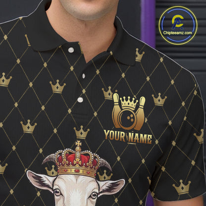 Custom Funny King Goat Bowling Shirts Crown Bowling Jersey for Men QZT1322