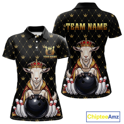 Custom Funny King Goat Bowling Shirts Crown Bowling Jersey for Women QZT1322