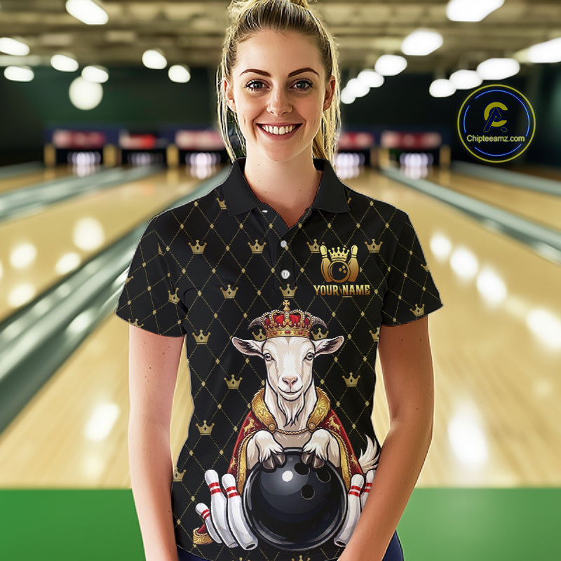 Custom Funny King Goat Bowling Shirts Crown Bowling Jersey for Women QZT1322