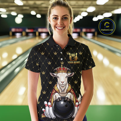 Custom Funny King Goat Bowling Shirts Crown Bowling Jersey for Women QZT1322