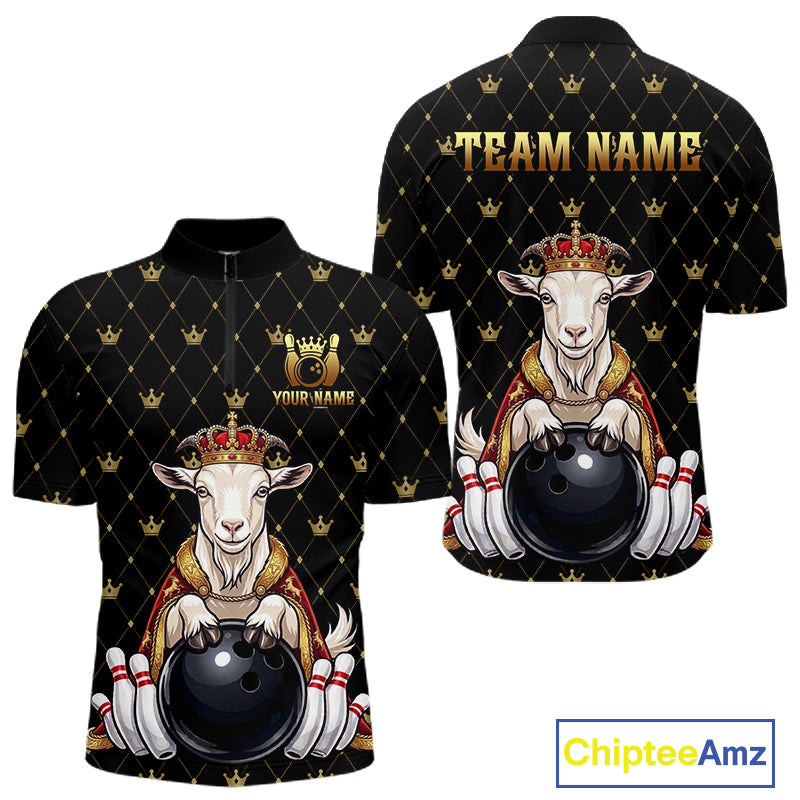 Custom Funny King Goat Bowling Shirts Crown Bowling Jersey for Men QZT1322