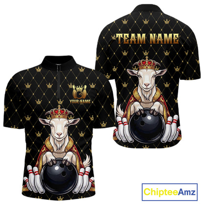 Custom Funny King Goat Bowling Shirts Crown Bowling Jersey for Men QZT1322