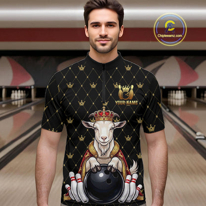 Custom Funny King Goat Bowling Shirts Crown Bowling Jersey for Men QZT1322