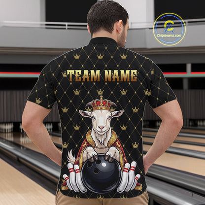 Custom Funny King Goat Bowling Shirts Crown Bowling Jersey for Men QZT1322