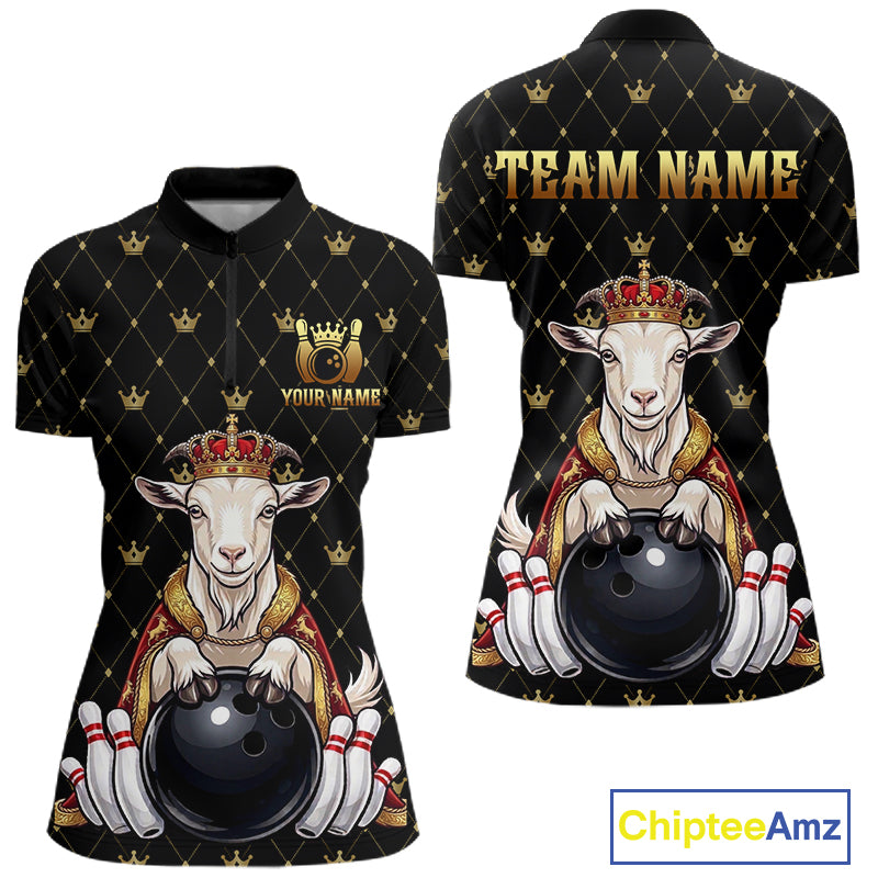 Custom Funny King Goat Bowling Shirts Crown Bowling Jersey for Women QZT1322
