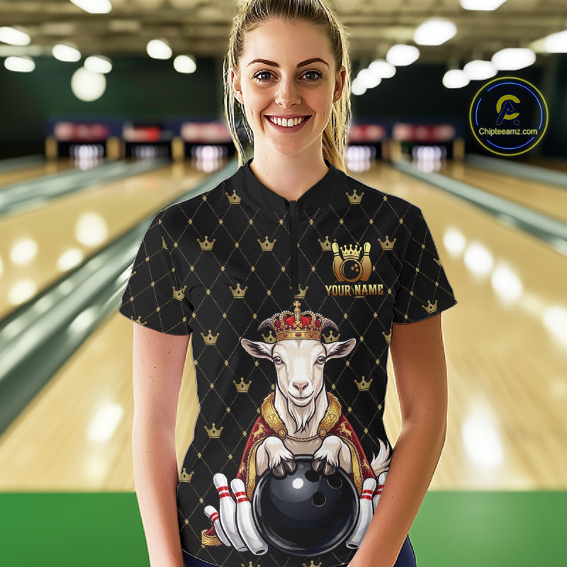 Custom Funny King Goat Bowling Shirts Crown Bowling Jersey for Women QZT1322
