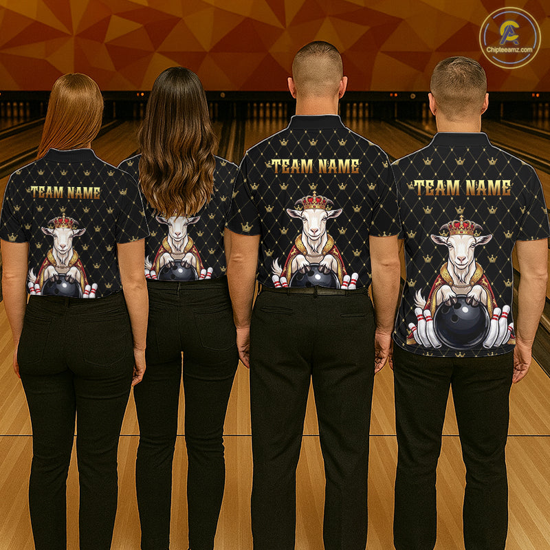 Custom Funny King Goat Bowling Shirts Crown Bowling Jersey for Men QZT1322