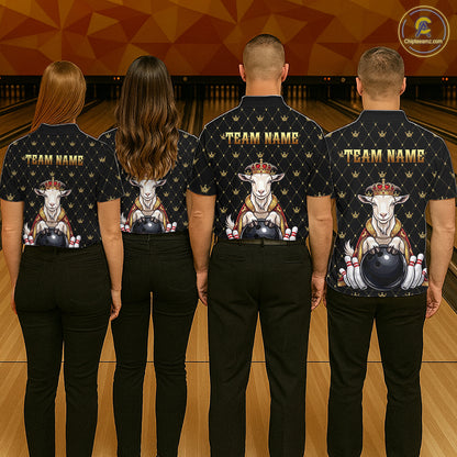 Custom Funny King Goat Bowling Shirts Crown Bowling Jersey for Men QZT1322