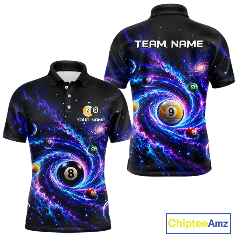 Custom Purple Galaxy Billiard Shirt 8 Ball & 9 Ball Billiard Jersey for Men BHT140