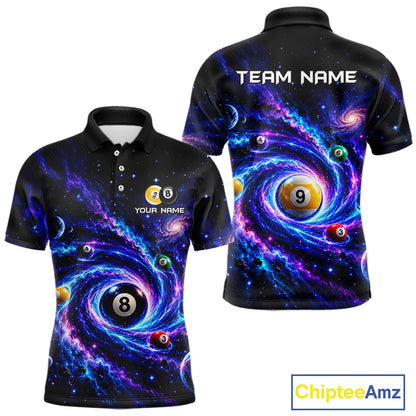 Custom Purple Galaxy Billiard Shirt 8 Ball & 9 Ball Billiard Jersey for Men BHT140