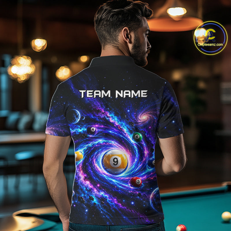 Custom Purple Galaxy Billiard Shirt 8 Ball & 9 Ball Billiard Jersey for Men BHT140