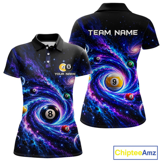Custom Purple Galaxy Billiard Shirt 8 Ball & 9 Ball Billiard Jersey for Women BHT140