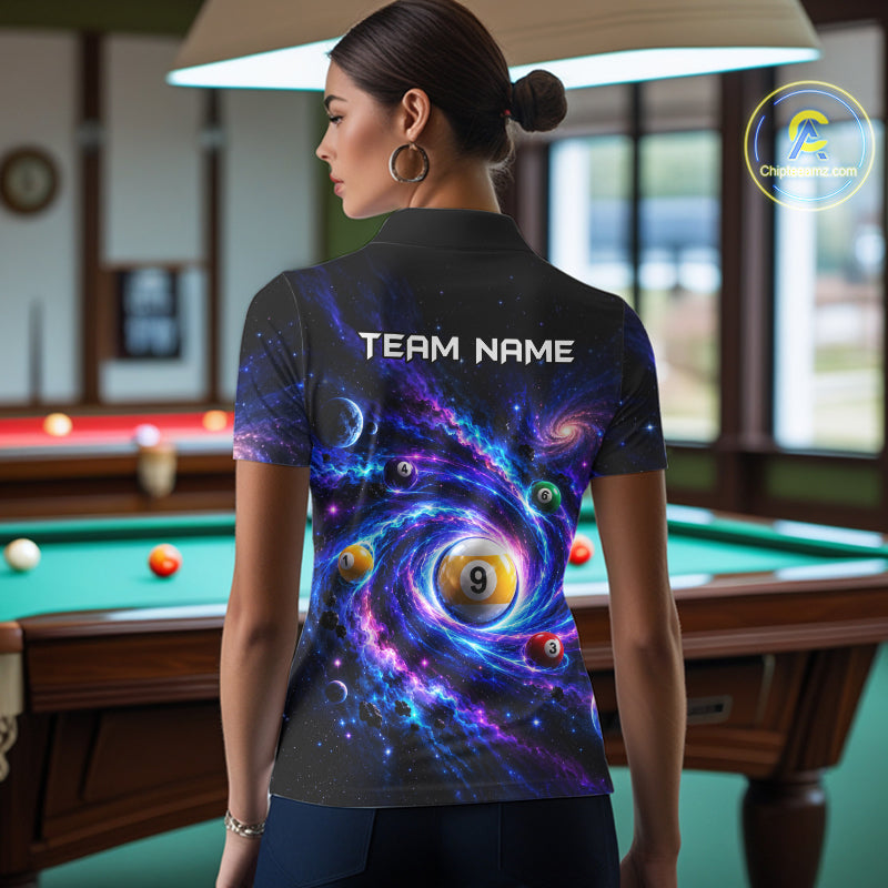 Custom Purple Galaxy Billiard Shirt 8 Ball & 9 Ball Billiard Jersey for Women BHT140
