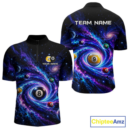 Custom Purple Galaxy Billiard Shirt 8 Ball & 9 Ball Billiard Jersey for Men BHT140