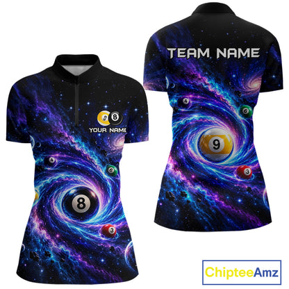 Custom Purple Galaxy Billiard Shirt 8 Ball & 9 Ball Billiard Jersey for Women BHT140