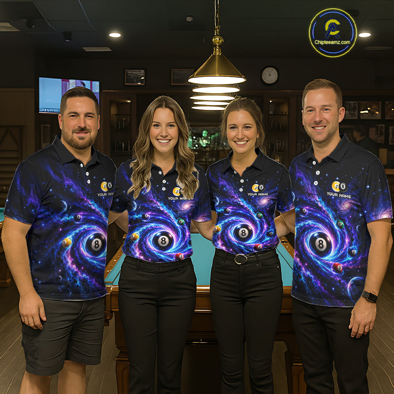 Custom Purple Galaxy Billiard Shirt 8 Ball & 9 Ball Billiard Jersey for Men BHT140