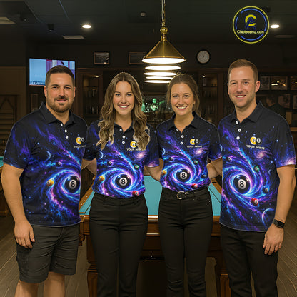 Custom Purple Galaxy Billiard Shirt 8 Ball & 9 Ball Billiard Jersey for Men BHT140