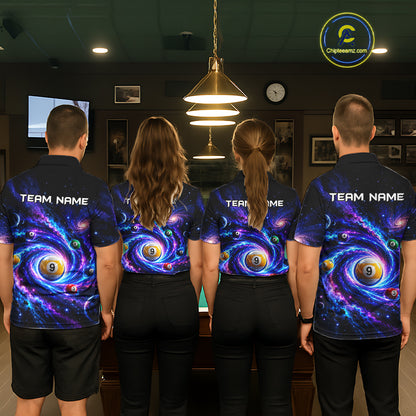 Custom Purple Galaxy Billiard Shirt 8 Ball & 9 Ball Billiard Jersey for Men BHT140