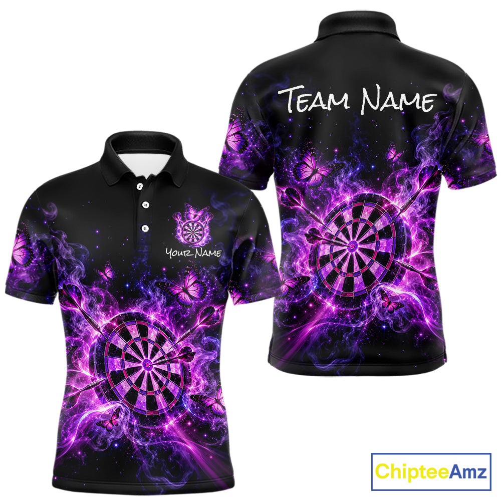 Custom Darts Shirt Purple Butterfly Dart Team Jersey for Men Polo & Quarter-Zip DHT79