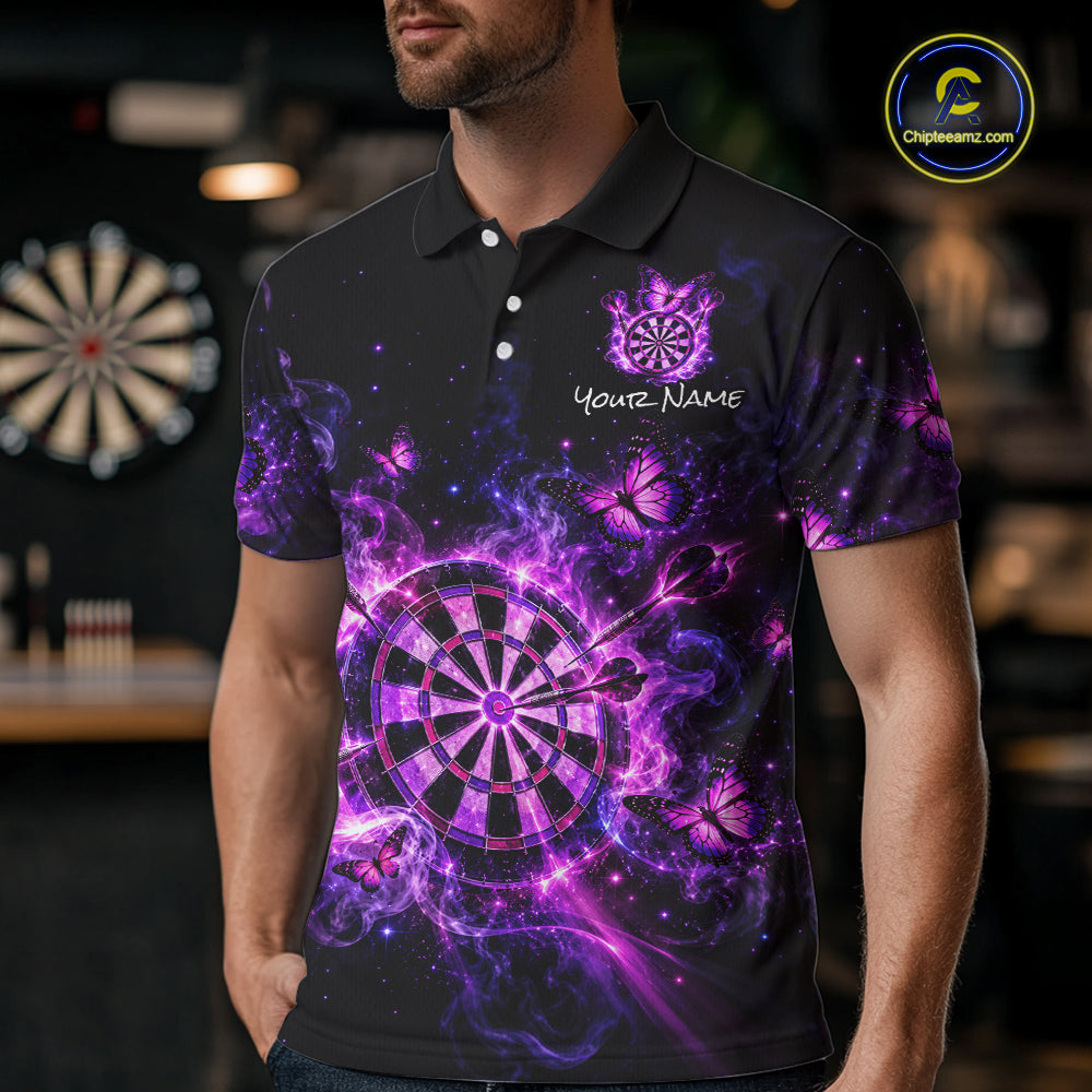Custom Darts Shirt Purple Butterfly Dart Team Jersey for Men Polo & Quarter-Zip DHT79