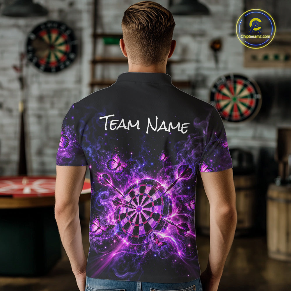 Custom Darts Shirt Purple Butterfly Dart Team Jersey for Men Polo & Quarter-Zip DHT79