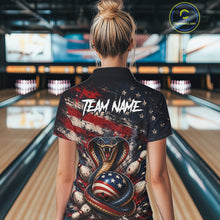 Load image into Gallery viewer, Person wearing a themed shirt with 'Team Name' text in a bowling alley.