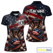 Load image into Gallery viewer, Polo shirt with American flag and snake design, featuring 'Team Name' text.
