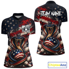 Load image into Gallery viewer, Polo shirt with snake design and American flag colors, featuring 'Team Name' text on the back.