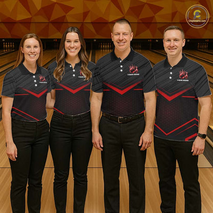 Custom Black and Red Bowling Shirt for Men Crown Bowling Ball Jersey Polo & 1/4 Zip QZT1393