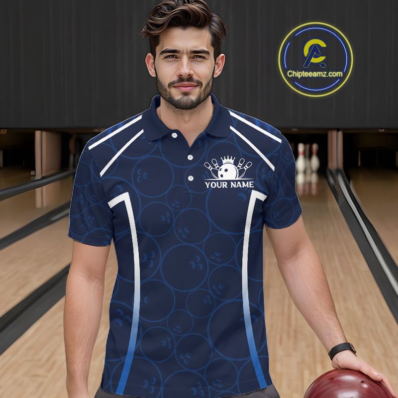 Custom Blue Angel Wings Bowling Shirt for Men Bowling Jersey Polo & 1/4 Zip QZT1394