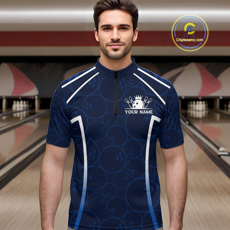 Custom Blue Angel Wings Bowling Shirt for Men Bowling Jersey Polo & 1/4 Zip QZT1394