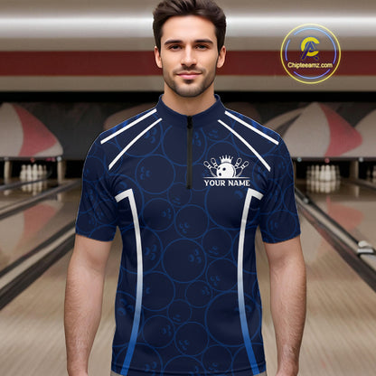 Custom Blue Angel Wings Bowling Shirt for Men Bowling Jersey Polo & 1/4 Zip QZT1394