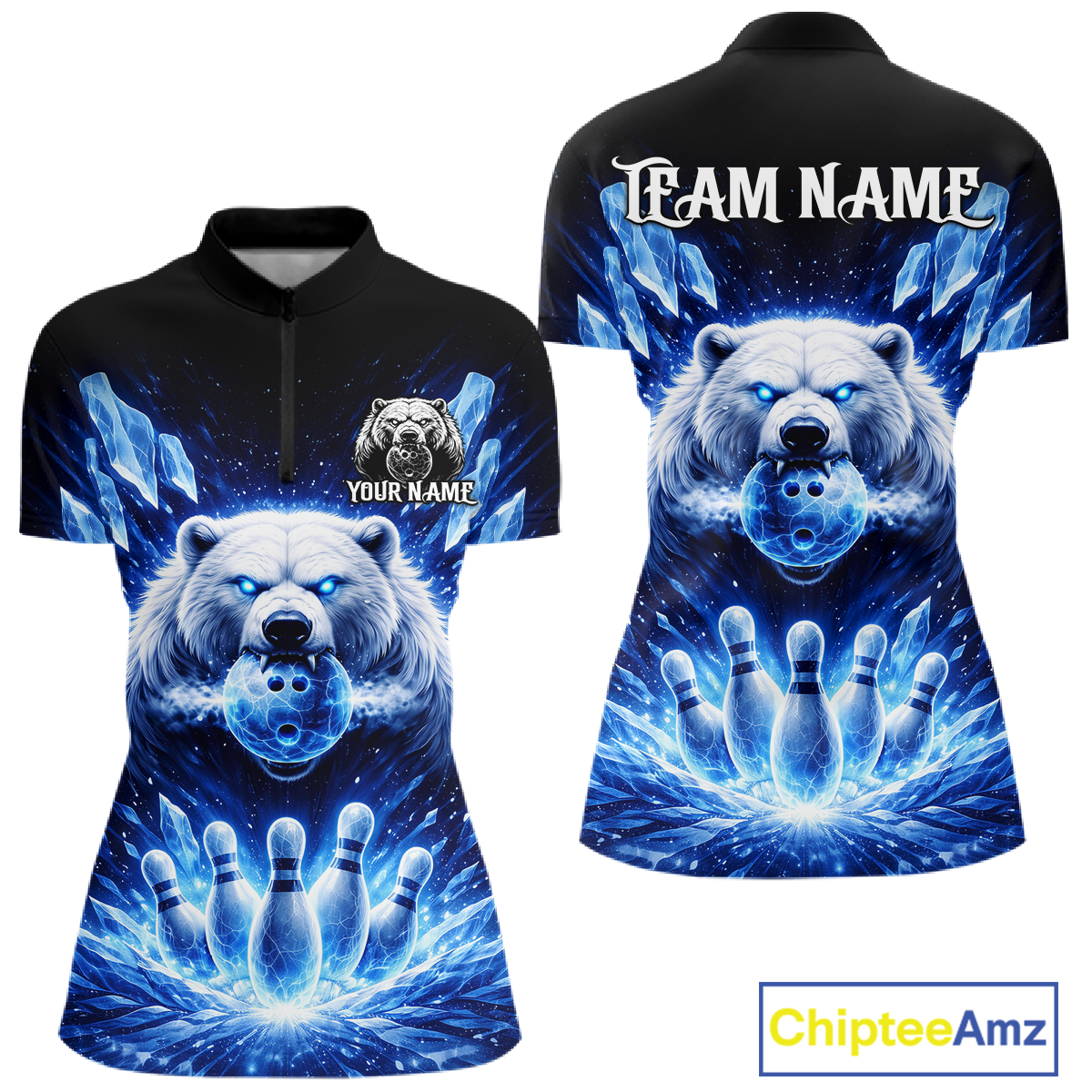 Custom Polar Beer Bowling Shirt for Women Ice Bowling Jersey Polo & 1/4-Zip Bowling for Team QZT972