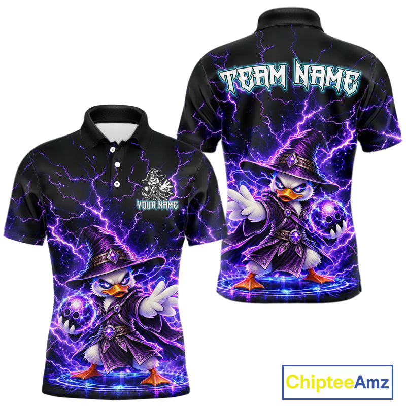 Custom Wizard Duck Bowling Shirts for Men Funny Thunder Bowling Jersey QZT1330