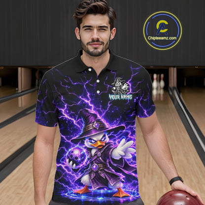 Custom Wizard Duck Bowling Shirts for Men Funny Thunder Bowling Jersey QZT1330