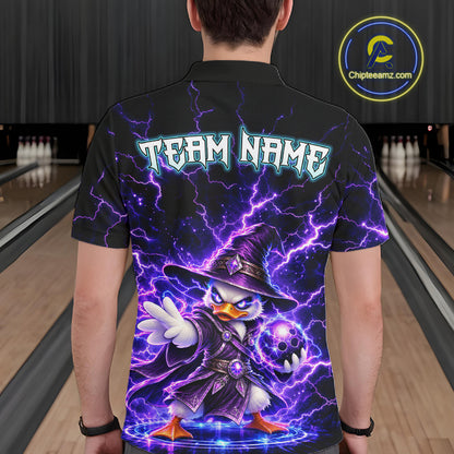 Custom Wizard Duck Bowling Shirts for Men Funny Thunder Bowling Jersey QZT1330