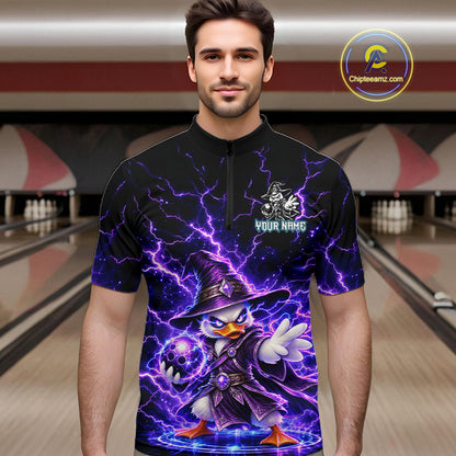Custom Wizard Duck Bowling Shirts for Men Funny Thunder Bowling Jersey QZT1330
