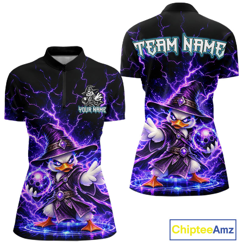 Custom Wizard Duck Bowling Shirts for Women Funny Thunder Bowling Jersey QZT1330