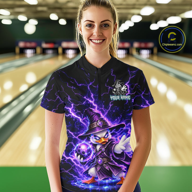 Custom Wizard Duck Bowling Shirts for Women Funny Thunder Bowling Jersey QZT1330
