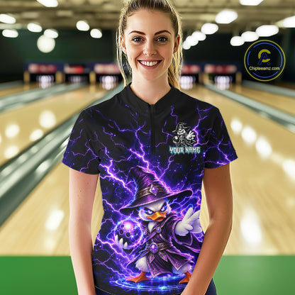Custom Wizard Duck Bowling Shirts for Women Funny Thunder Bowling Jersey QZT1330