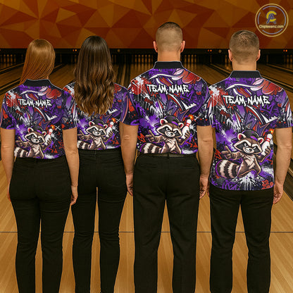 Custom Graffiti Raccoon Bowling Shirt for Men Funny Bowling Jersey Polo & 1/4 Zip QZT1396