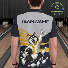 Load image into Gallery viewer, Person wearing a bowling-themed shirt with a dog graphic and 'Team Name' text in a bowling alley.