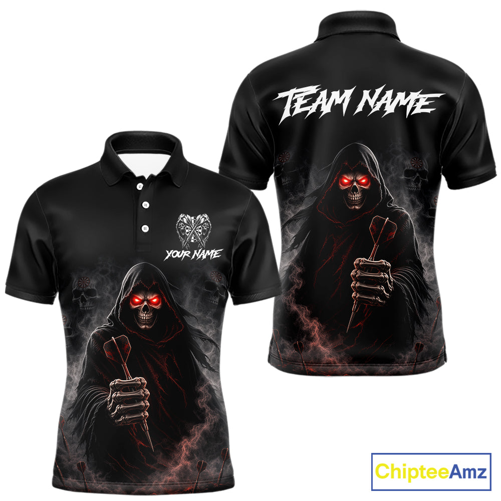 Custom Grim Reaper Dart Shirts SKull Dart Jersey for Men Dartboard Shirt Halloween Polo & Quarter-Zip DHT68
