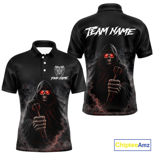 Custom Grim Reaper Dart Shirts SKull Dart Jersey for Men Dartboard Shirt Halloween Polo & Quarter-Zip DHT68