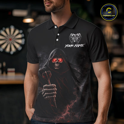 Custom Grim Reaper Dart Shirts SKull Dart Jersey for Men Dartboard Shirt Halloween Polo & Quarter-Zip DHT68