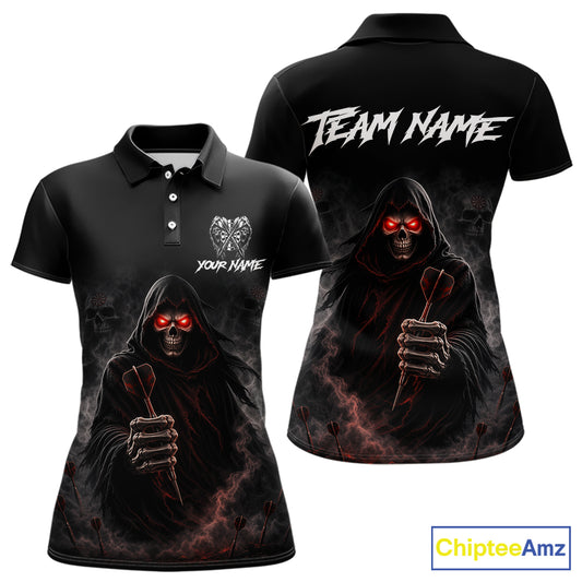 Custom Grim Reaper Dart Shirts SKull Dart Jersey for Women Dartboard Shirt Halloween Polo & Quarter-Zip DHT68