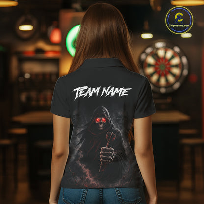 Custom Grim Reaper Dart Shirts SKull Dart Jersey for Women Dartboard Shirt Halloween Polo & Quarter-Zip DHT68