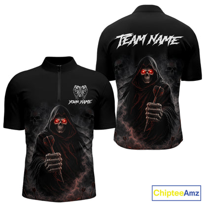 Custom Grim Reaper Dart Shirts SKull Dart Jersey for Men Dartboard Shirt Halloween Polo & Quarter-Zip DHT68