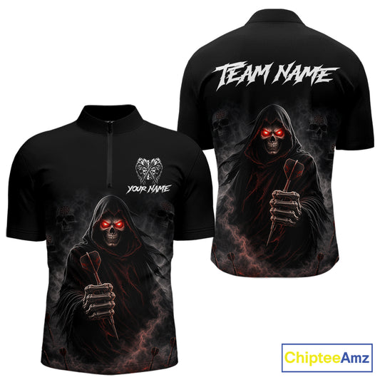 Custom Grim Reaper Dart Shirts SKull Dart Jersey for Men Dartboard Shirt Halloween Polo & Quarter-Zip DHT68