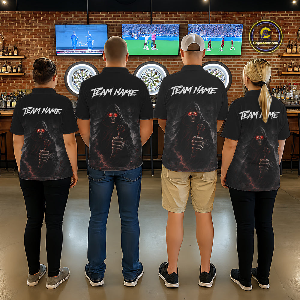 Custom Grim Reaper Dart Shirts SKull Dart Jersey for Men Dartboard Shirt Halloween Polo & Quarter-Zip DHT68